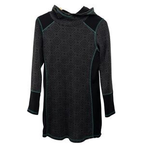 Prana Grey Blue Roma Hooded Long Sleeve Sweater Tunic Dress Organic Size S‎